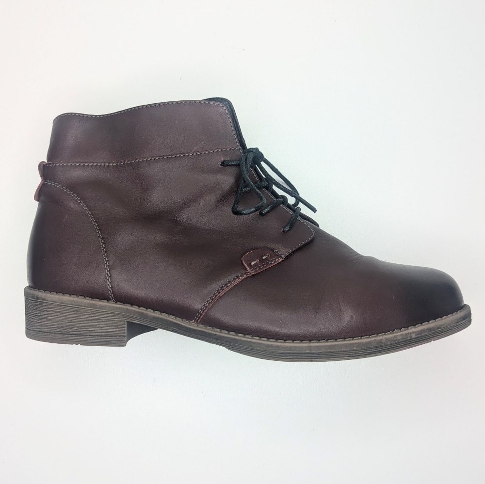 Propet Tatum ankle booties lace up zipper full grain leather burgundy size 11